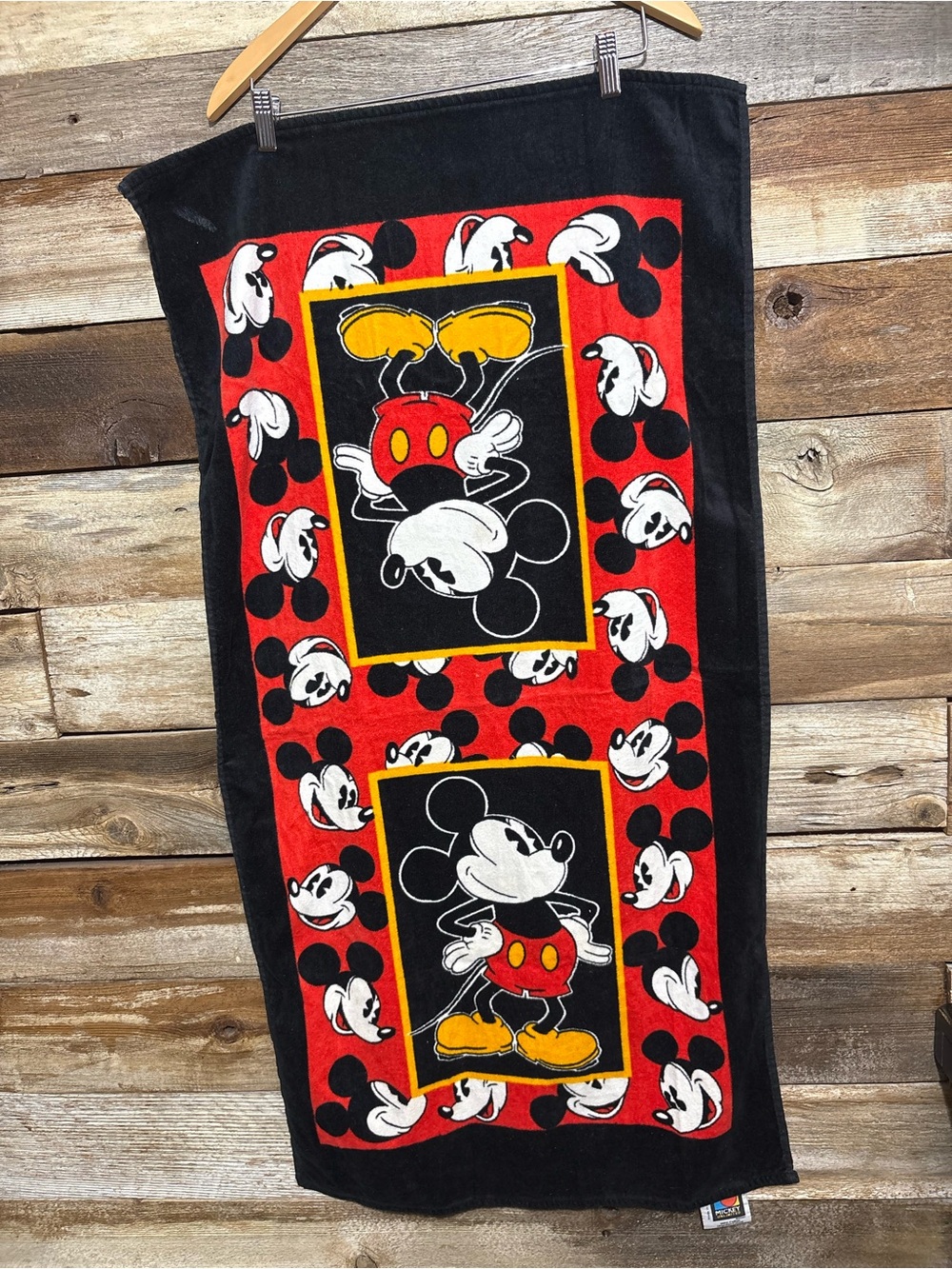 Mickey Mouse Black & Red Beach Towel - Classic Disney Design